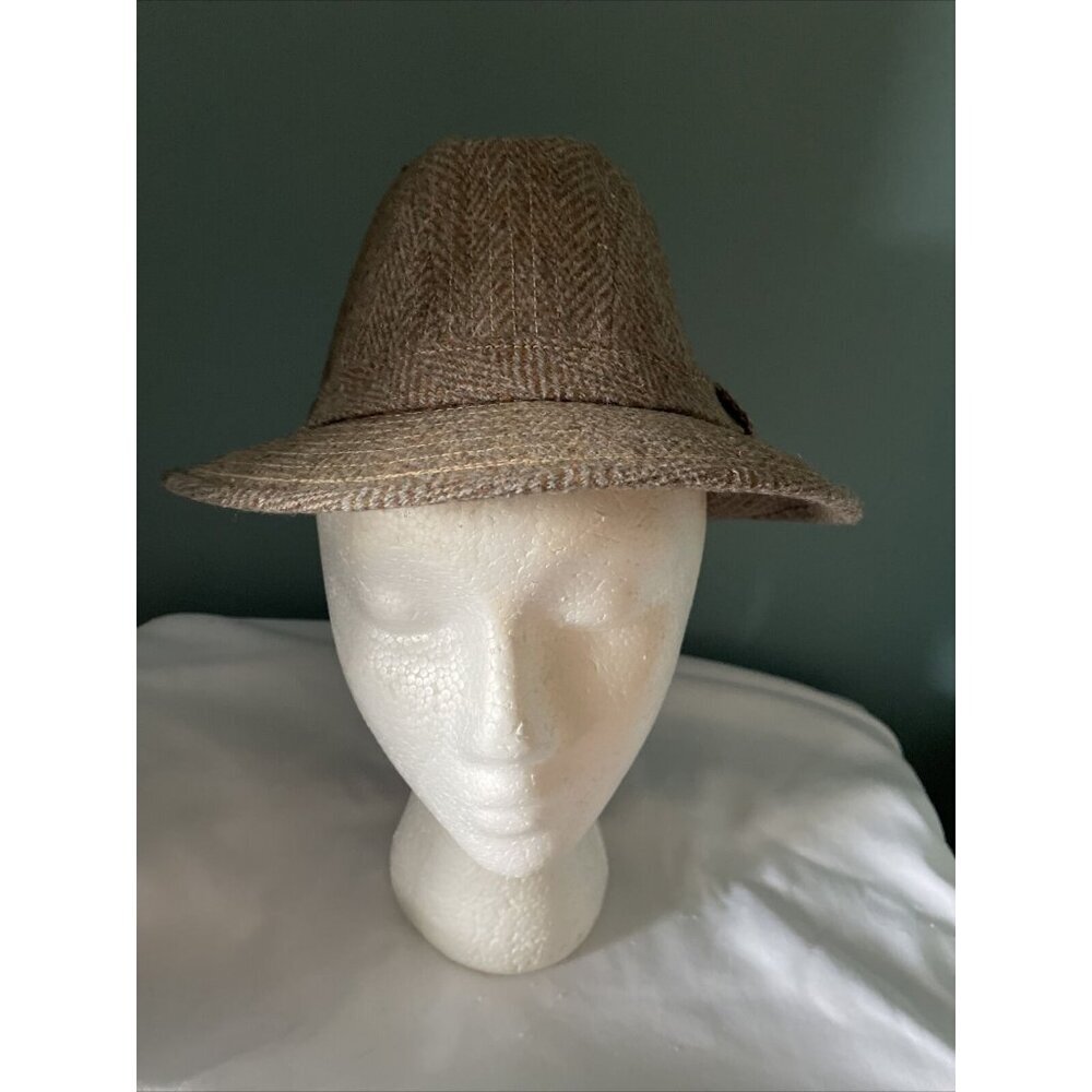 Stetson Equalizer Brown Herringbone Fedora Hat With Bow Accent